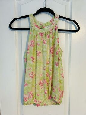 ROSE + OLIVE NWT Women's Sleeveless Top In Floral Green & Pink Pattern - Size XS